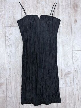Joseph Ribkoff 10 Black Crinkle Slip Dress - Elegant Minimalist Style